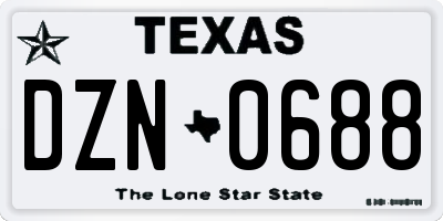 TX license plate DZN0688
