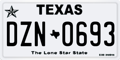 TX license plate DZN0693