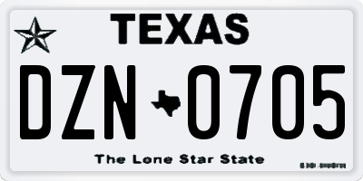 TX license plate DZN0705