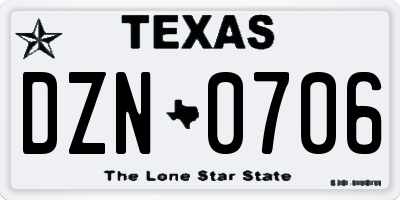 TX license plate DZN0706
