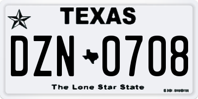 TX license plate DZN0708