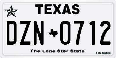 TX license plate DZN0712