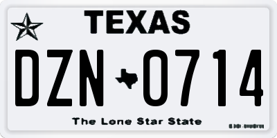 TX license plate DZN0714