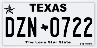 TX license plate DZN0722