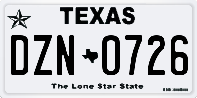 TX license plate DZN0726