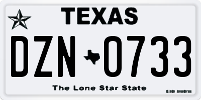 TX license plate DZN0733