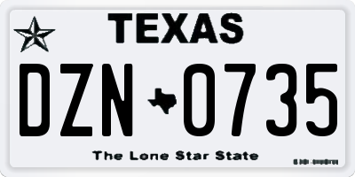 TX license plate DZN0735