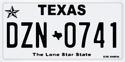 TX license plate DZN0741