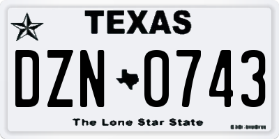 TX license plate DZN0743