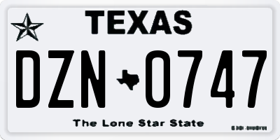 TX license plate DZN0747