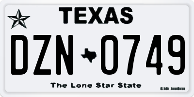 TX license plate DZN0749