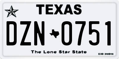 TX license plate DZN0751