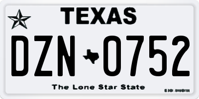 TX license plate DZN0752