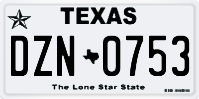 TX license plate DZN0753