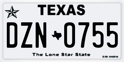 TX license plate DZN0755