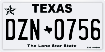 TX license plate DZN0756