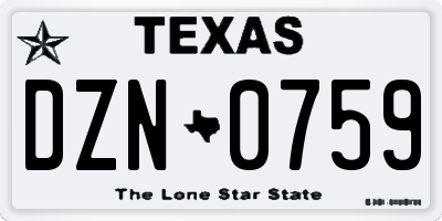 TX license plate DZN0759