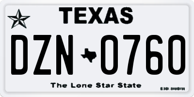 TX license plate DZN0760