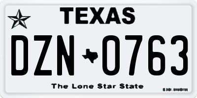 TX license plate DZN0763