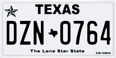 TX license plate DZN0764