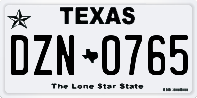 TX license plate DZN0765