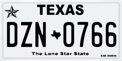 TX license plate DZN0766