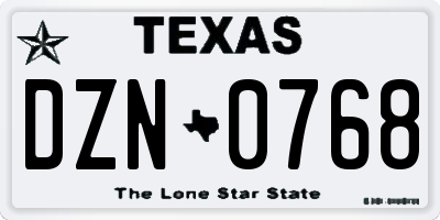 TX license plate DZN0768