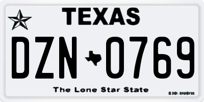 TX license plate DZN0769