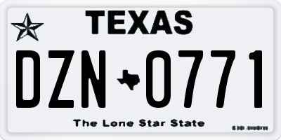 TX license plate DZN0771