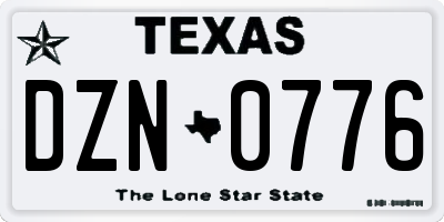 TX license plate DZN0776