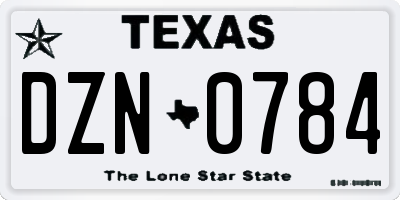 TX license plate DZN0784