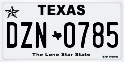 TX license plate DZN0785