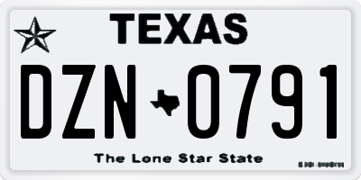 TX license plate DZN0791