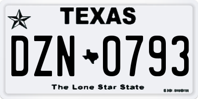 TX license plate DZN0793