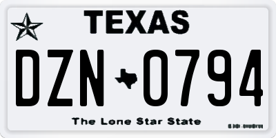 TX license plate DZN0794