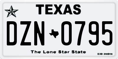 TX license plate DZN0795