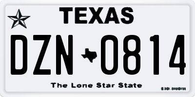 TX license plate DZN0814