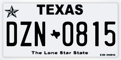 TX license plate DZN0815