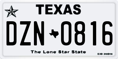 TX license plate DZN0816