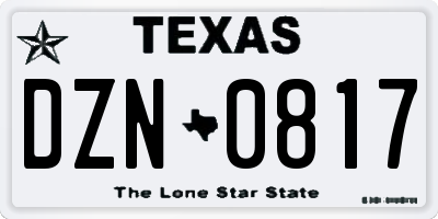 TX license plate DZN0817