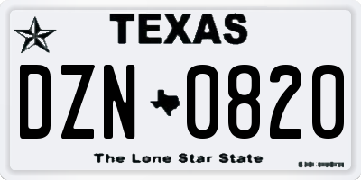 TX license plate DZN0820