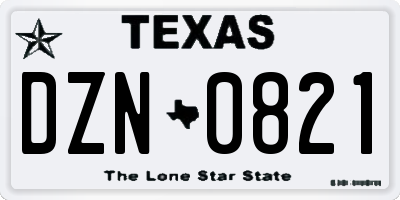 TX license plate DZN0821