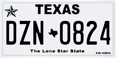 TX license plate DZN0824