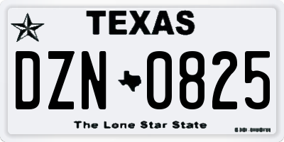 TX license plate DZN0825