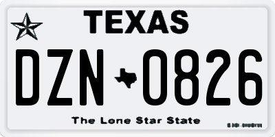 TX license plate DZN0826