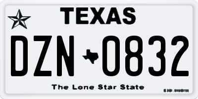 TX license plate DZN0832