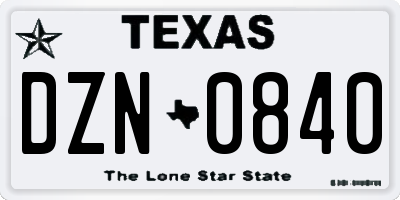 TX license plate DZN0840
