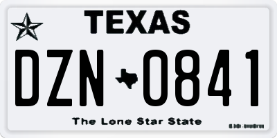 TX license plate DZN0841