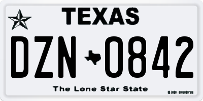 TX license plate DZN0842