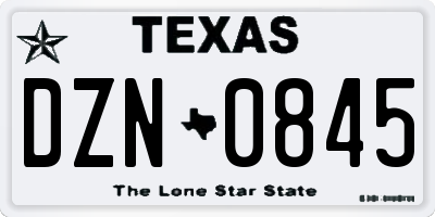 TX license plate DZN0845